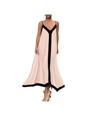 Women's Summer Maxi Dress Sleeveless V Neck Spaghetti Strap Flowy Elegant Dress